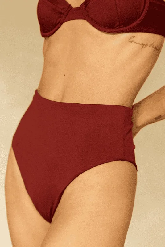 The High-Waisted Scrunch Bottoms - Pomegranate