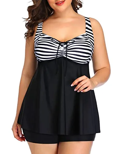 Weekend Offers That Delight Plus Size Flyaway Bathing Suits Tankini Swimsuits Shorts-Black And White Stripe Weekend Offers That Delight Plus Size Flyaway Bathing Suits Tankini Swimsuits Shorts-Black And White Stripe