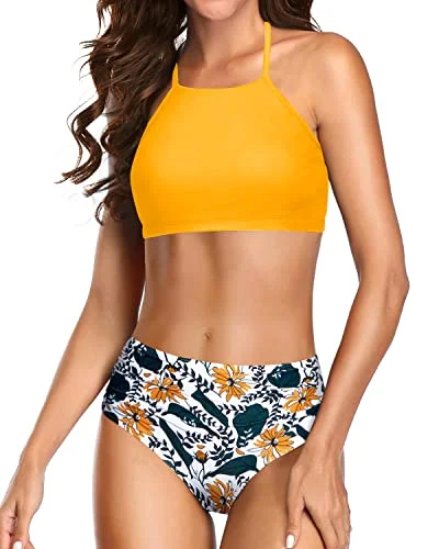 The Best Prices Triangle Bathing Suit With Tie Side String For Women Bikini-Yellow Floral The Best Prices Triangle Bathing Suit With Tie Side String For Women Bikini-Yellow Floral
