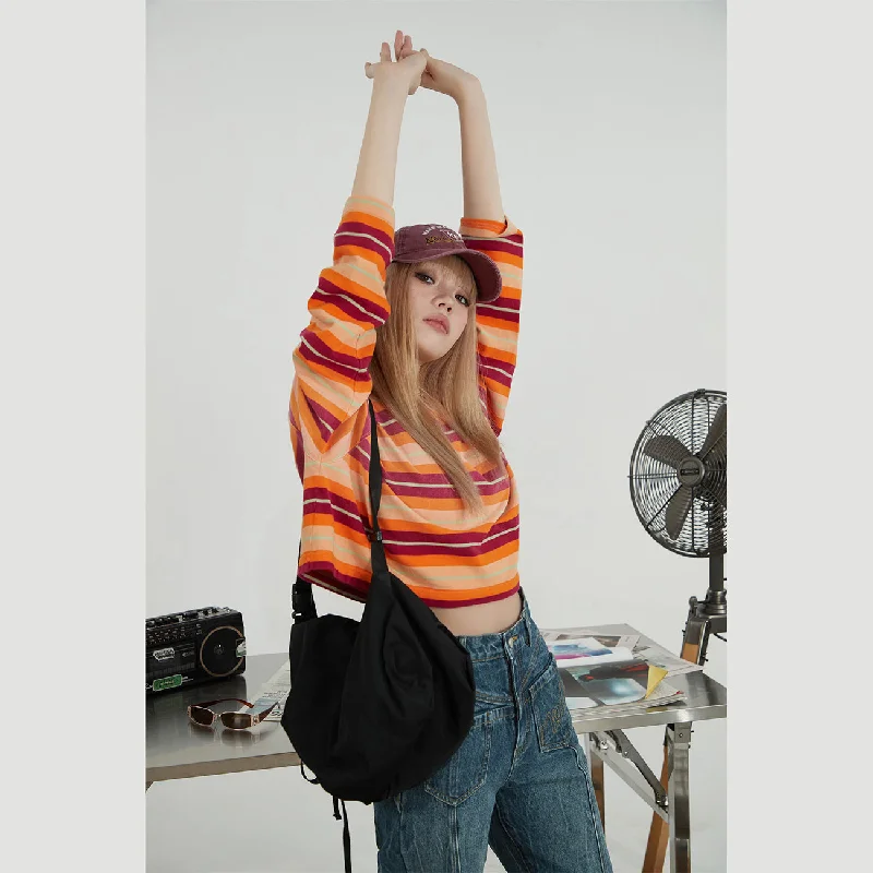 Online Deal Striped Cropped T-Shirt