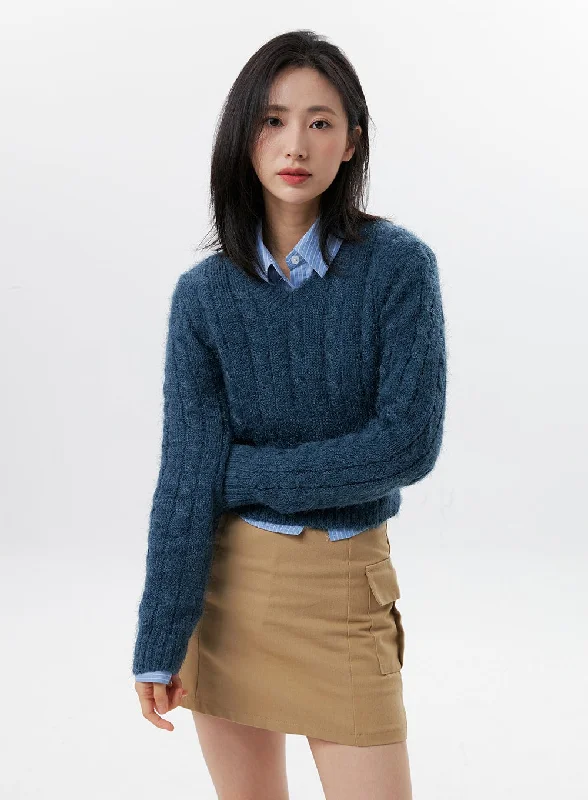 Buy Today Cable Knit V-Neck Sweater OG315