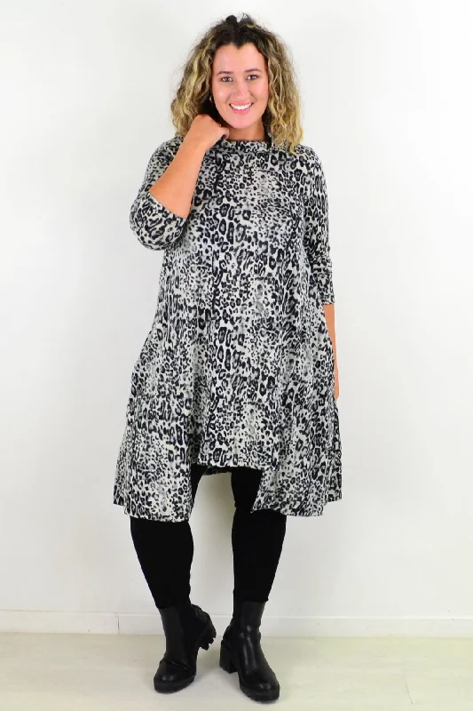 Now Available Leopard Print Fleece Tunic Dress