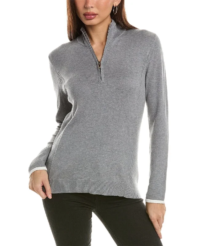 Midnight Sale Hannah Rose Tee Time Cashmere-Blend 1/4-Zip Pullover