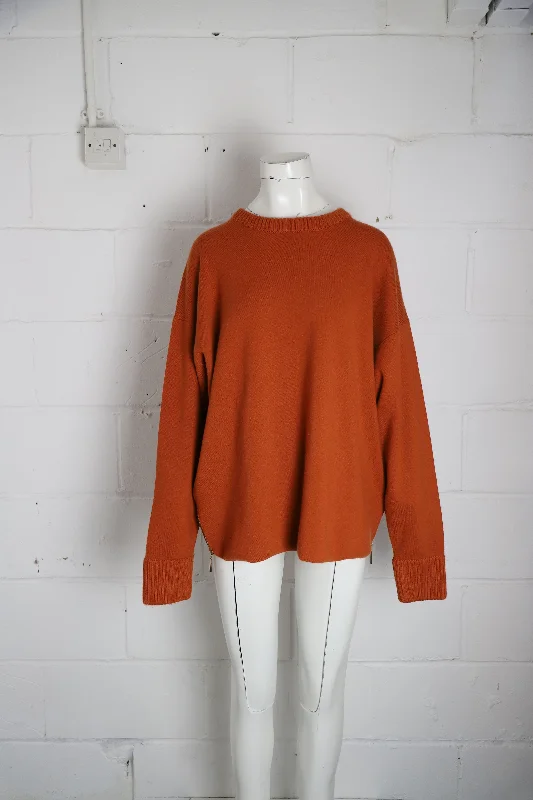 Celebrate the Weekend with Discounts Jason Wu Side-Up Crewneck Sweater in Orange Cashmere