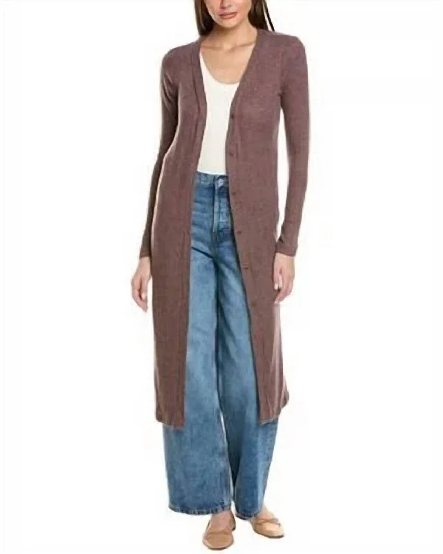 Weekend Deals That Sparkle Slumbered Heathered Cozy Rib Maxi Cardigan In Spiced Copper