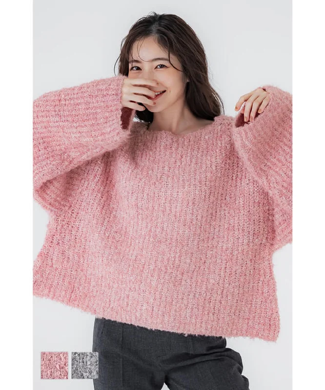Take Advantage セール★3490円→2490円 ブークレボードネックニットトップス レディース メール便不可