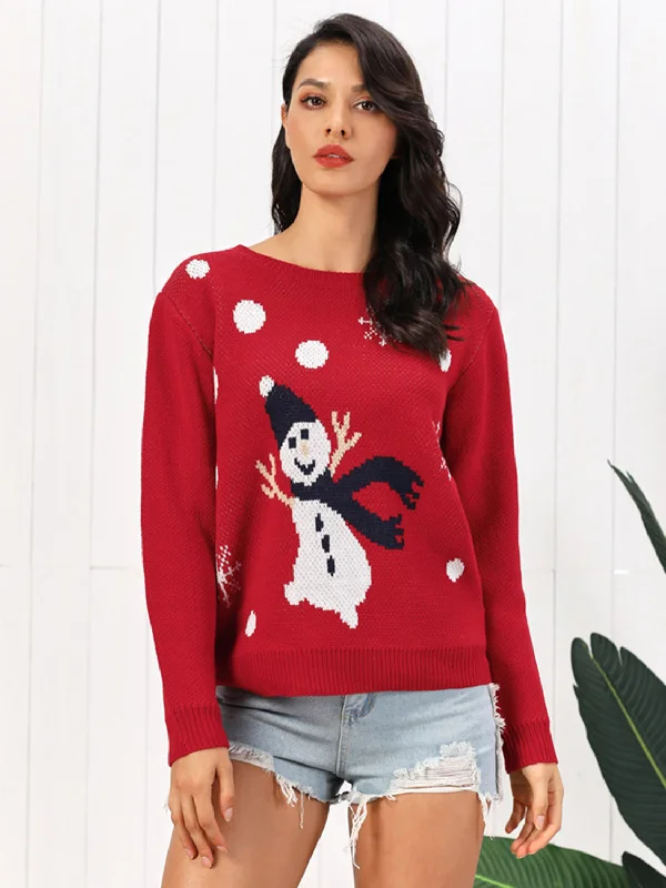 Weekend Savings Delight Snowman Round Neck Sweater