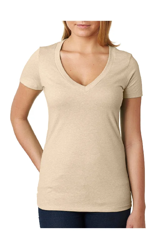 Weekend Bargains to Enjoy Next Level Womens CVC Jersey Short Sleeve V-Neck T-Shirt - Cream - Closeout Weekend Bargains to Enjoy Next Level Womens CVC Jersey Short Sleeve V-Neck T-Shirt - Cream - Closeout