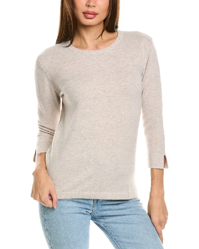 Final Offer Forte Cashmere 3/4-Sleeve Crew Cashmere Sweater