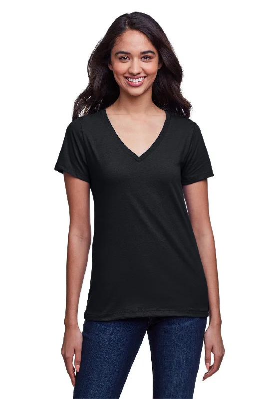 Big Savings Next Level Womens Eco Performance Moisture Wicking Short Sleeve V-Neck T-Shirt - Black - Closeout