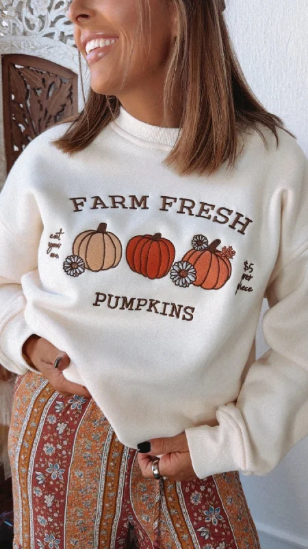 Unwind with Weekend Discounts Farm Fresh Pumpkins Crewneck Sweatshirt