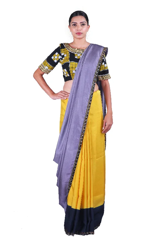 Grey & Yellow Saree