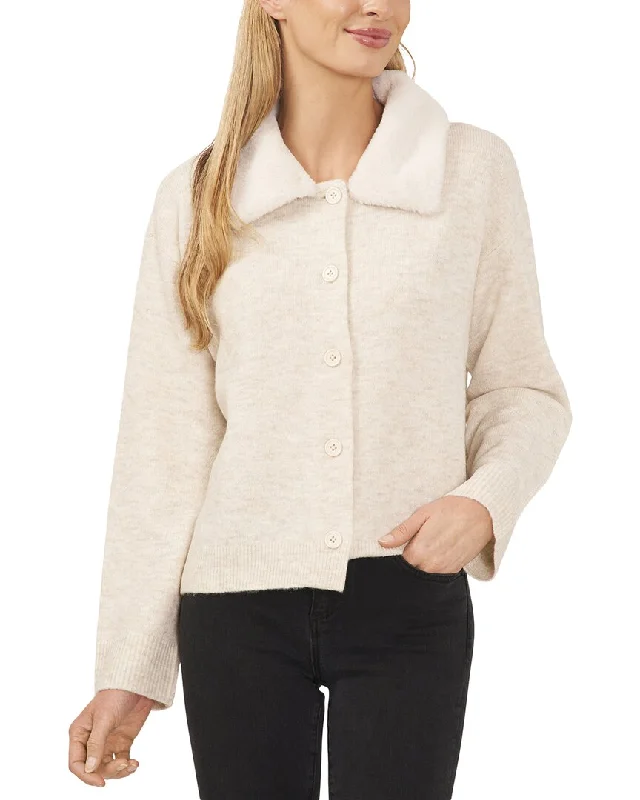 Closeout Deal Cece Faux Fur Collared Cardigan