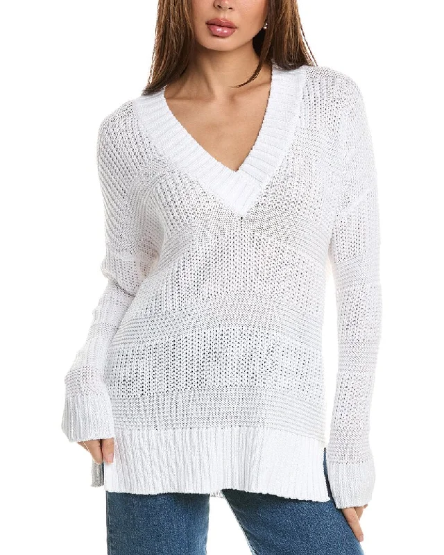 Steal Deal Forte Cashmere Easy Textured V-Neck Sweater