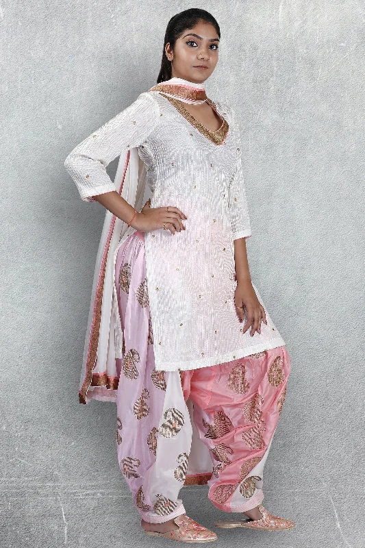 Lowest Price White Patiala Suit