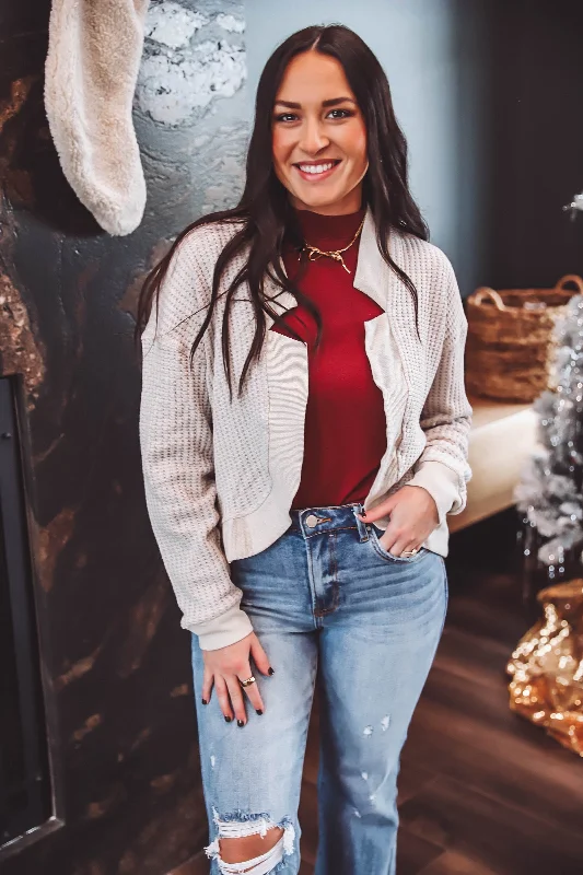 Hurry In Skye Waffle Knit Cardigan