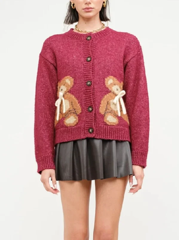 Burgundy Teddy Cardigan