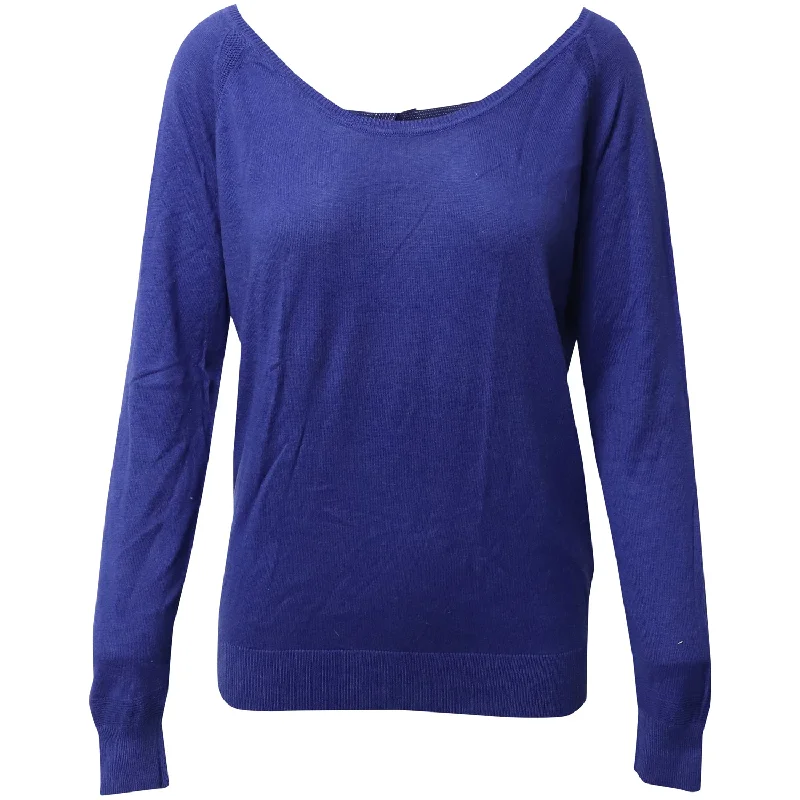 Weekend Specials to Cherish Sandro Paris Open Back Sweater with Bows in Blue Cotton