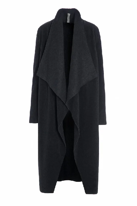 Weekend Discounts You Deserve LONG CARDIGAN W/ WATERFALL - 7131 - SOFT BLACK