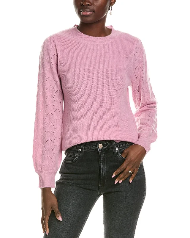 Special Offer 27 Miles Malibu Diamond Pointelle Sleeve Cashmere Top
