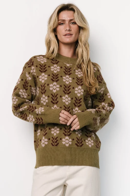 Lowest Price Norris Sweater | Olive Multi Floral