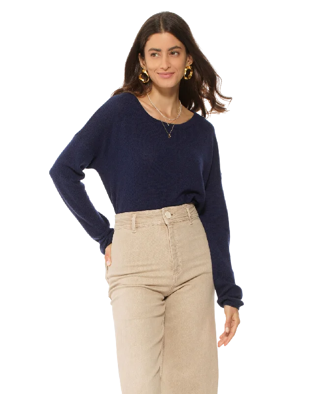 Weekend Bargains Galore Women's Pure Cashmere Lounge Sweater Blue by Monticelli Cashmere