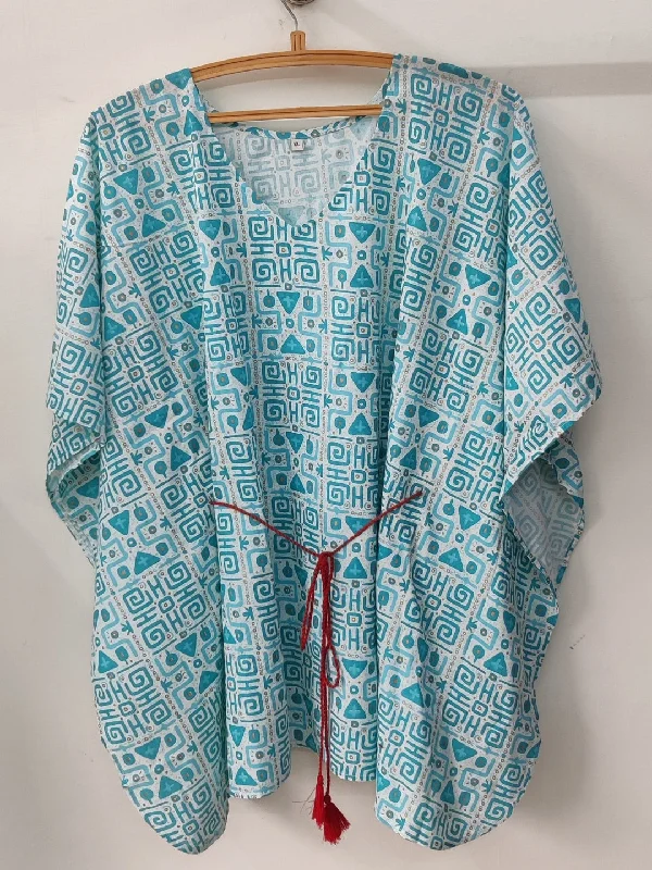 Top Pick Abstract Printed Kaftan Top - Blue