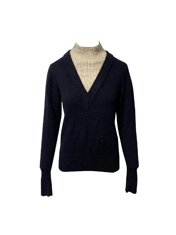 Weekend Specials to Savor Sandro Jacques Mock Neck Pullover in Navy Blue Wool