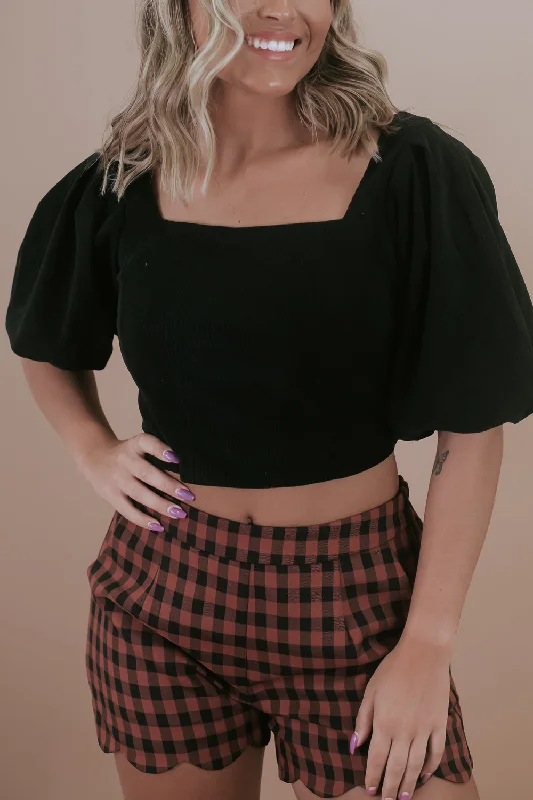 The Latest Corduroy Crop Top, Black