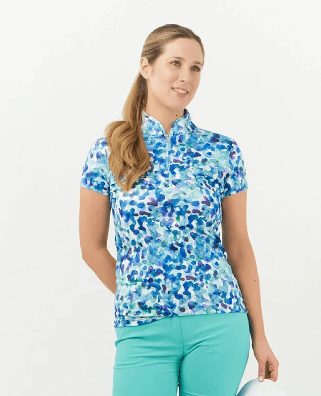 Hot Buy PURE GOLF Rise Cap Sleeve Polo 007 Dappled Ocean