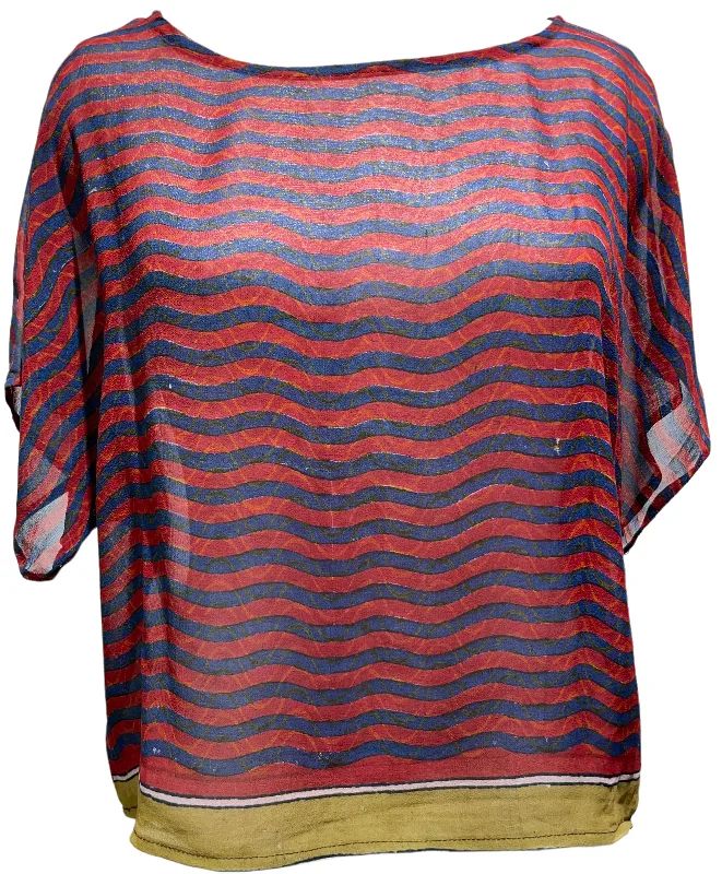 Time-Limited Offer PRG1776 Green Mango Sheer Avatar Pure Silk Boxy Top