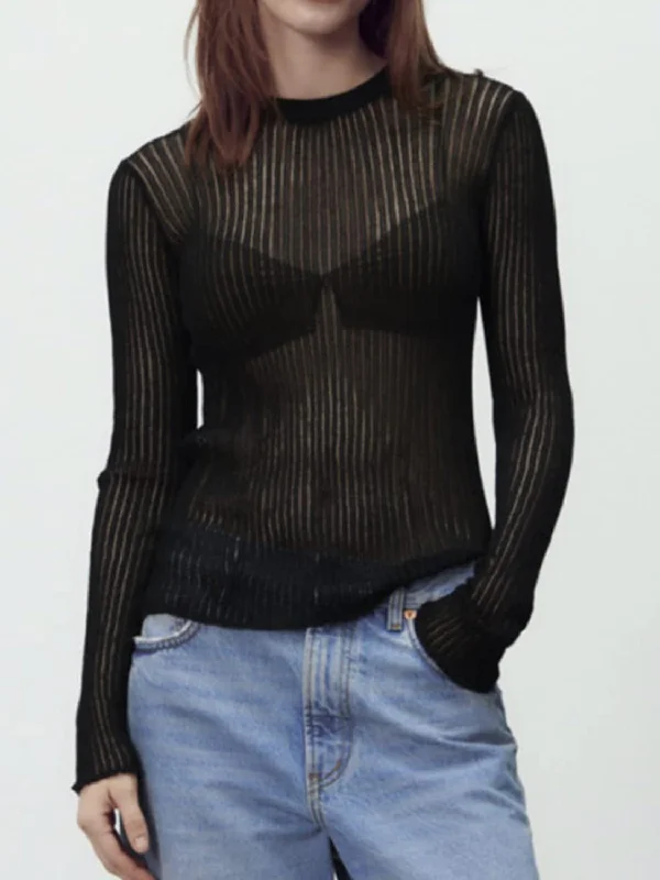 Weekend Offers That Sizzle Round Neck Ribbed Knit Top