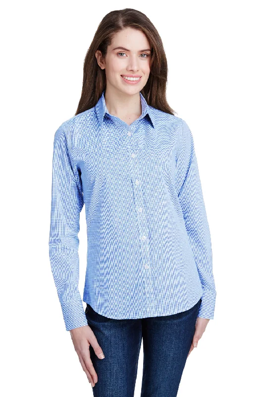 Steals and Deals Artisan Collection Womens Microcheck Gingham Long Sleeve Button Down Shirt - Light Blue/White