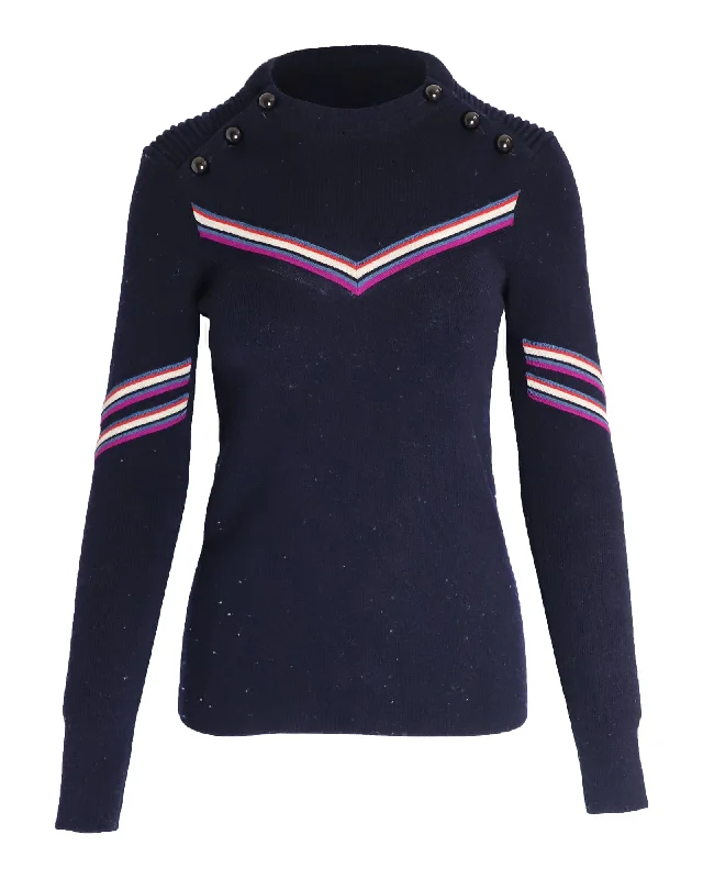 Unbeatable Prices Isabel Marant Striped Sweater in Navy Blue Virgin Wool