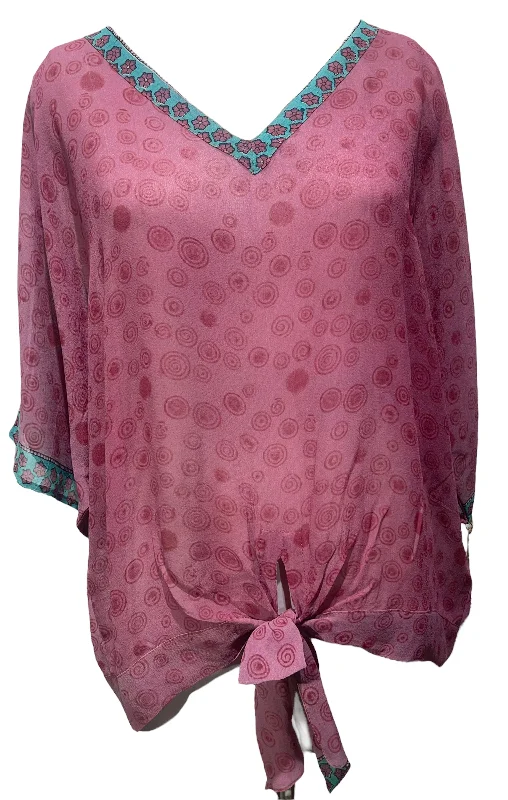 Don't Delay PRG3082 Sheer Avatar Pure Silk Front Tie Top