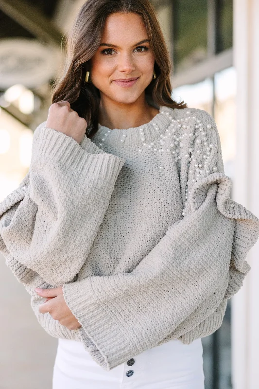 Make Your Weekend Count with Savings It's All Here Taupe Brown Embellished Sweater