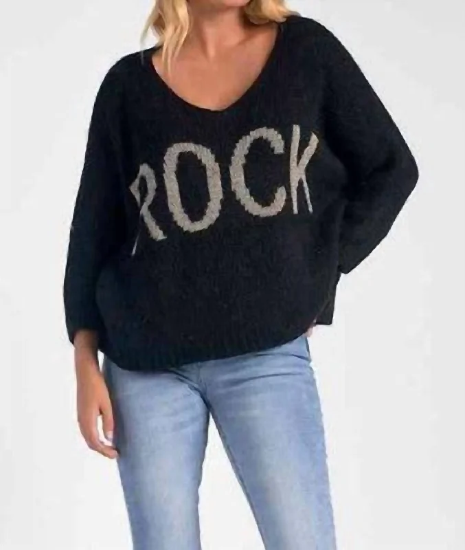 Today Only Rock V-Neck Sweater In Black