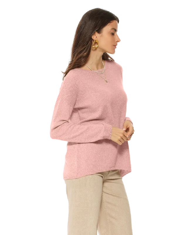 Weekend Offers You Can't Ignore Women's Oversized Cashmere Boatneck Sweater Peach by Monticelli Cashmere