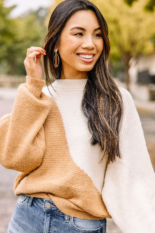 Year-End Deals I Need You More Camel Brown Colorblock Sweater