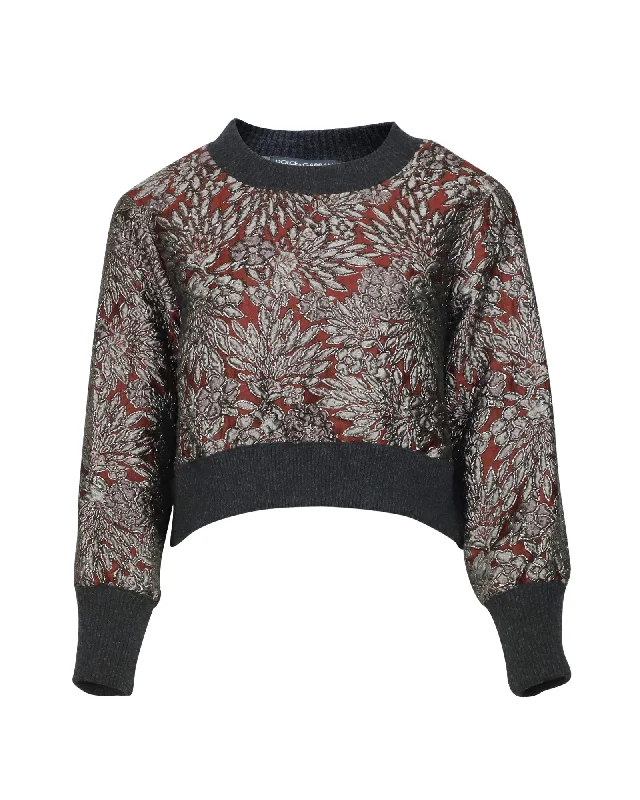 Weekend Offers That Please Dolce & Gabbana Bordeaux Brocade Sweatshirt in Burgundy Polyester