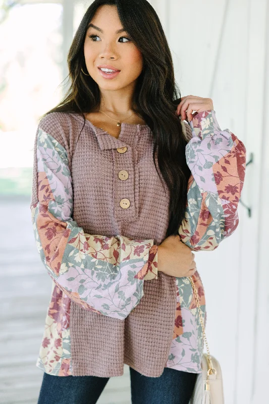 Weekend Bargains to Indulge In Let's Begin Mauve Pink Floral Sleeve Top