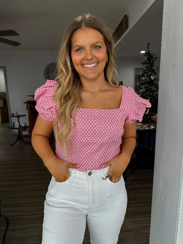 Weekend Savings Fiesta Diamond pink pattern bodysuit