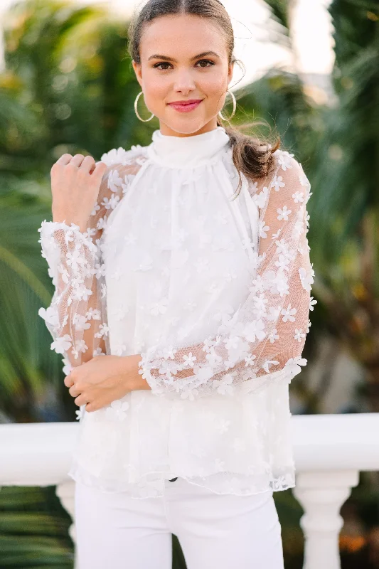 New Deal It's My Way White Textured White Blouse