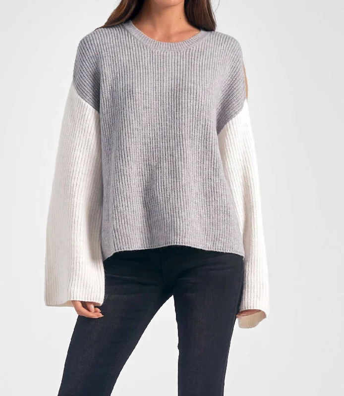 Unbeatable Deal Colorblock Crewneck Sweater In Grey