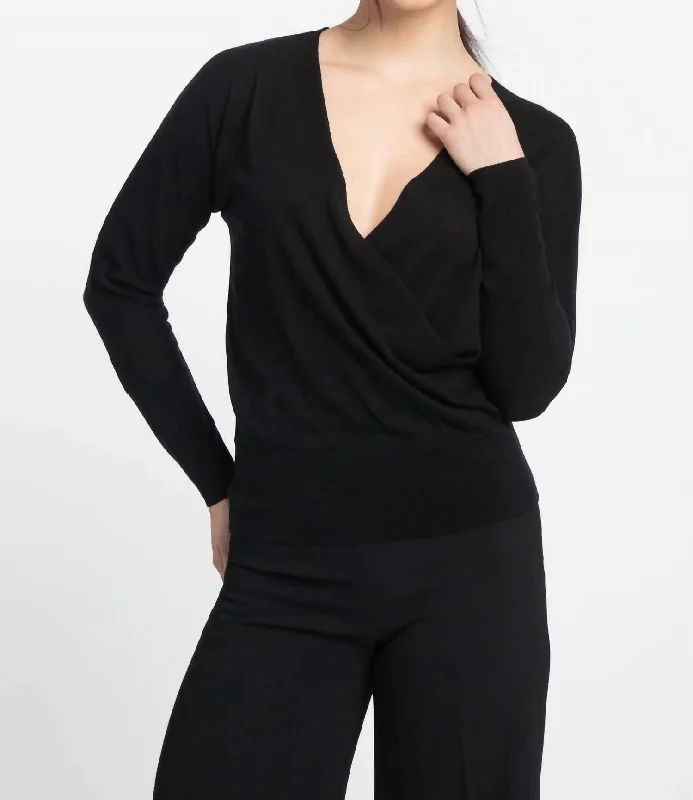 Great Deal Knit Cashmere Surplice Black