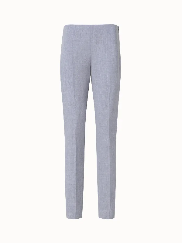 Wool Double-Face Pants with Slim Leg