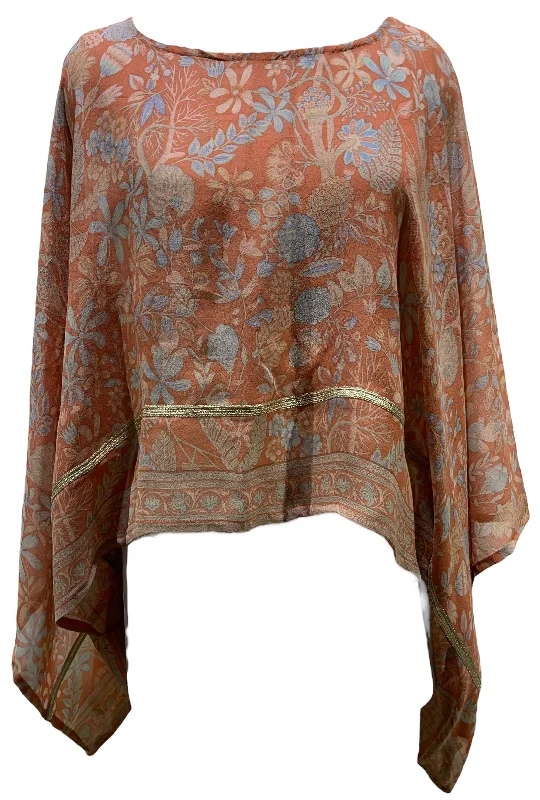Weekend Savings Delight PRG4937  Sheer Avatar Pure Silk Kimono-Sleeved Top