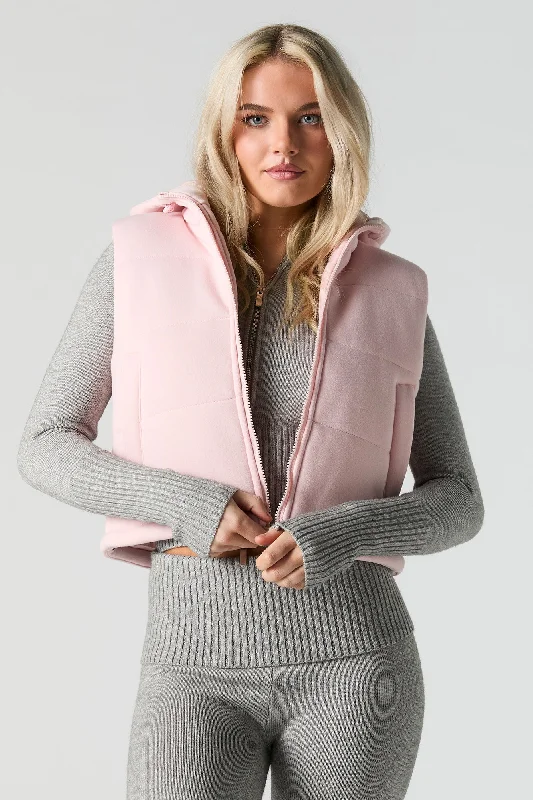 Polar Fleece Hooded Puffer Vest