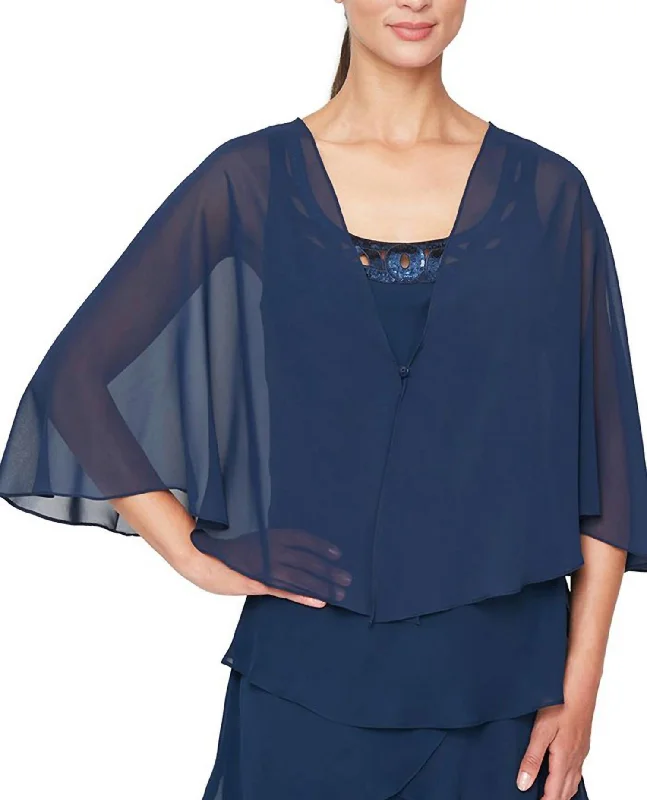 Weekend Sale: Don't Miss Out Multi Wear Chiffon Shawl In Navy