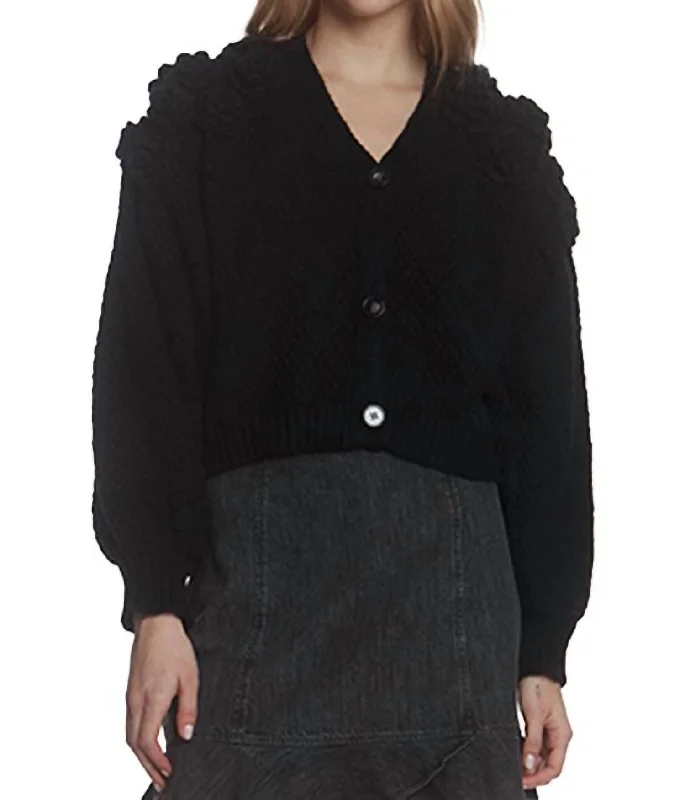 Weekend Bargains Galore Handmade Applique Cardigan In Black
